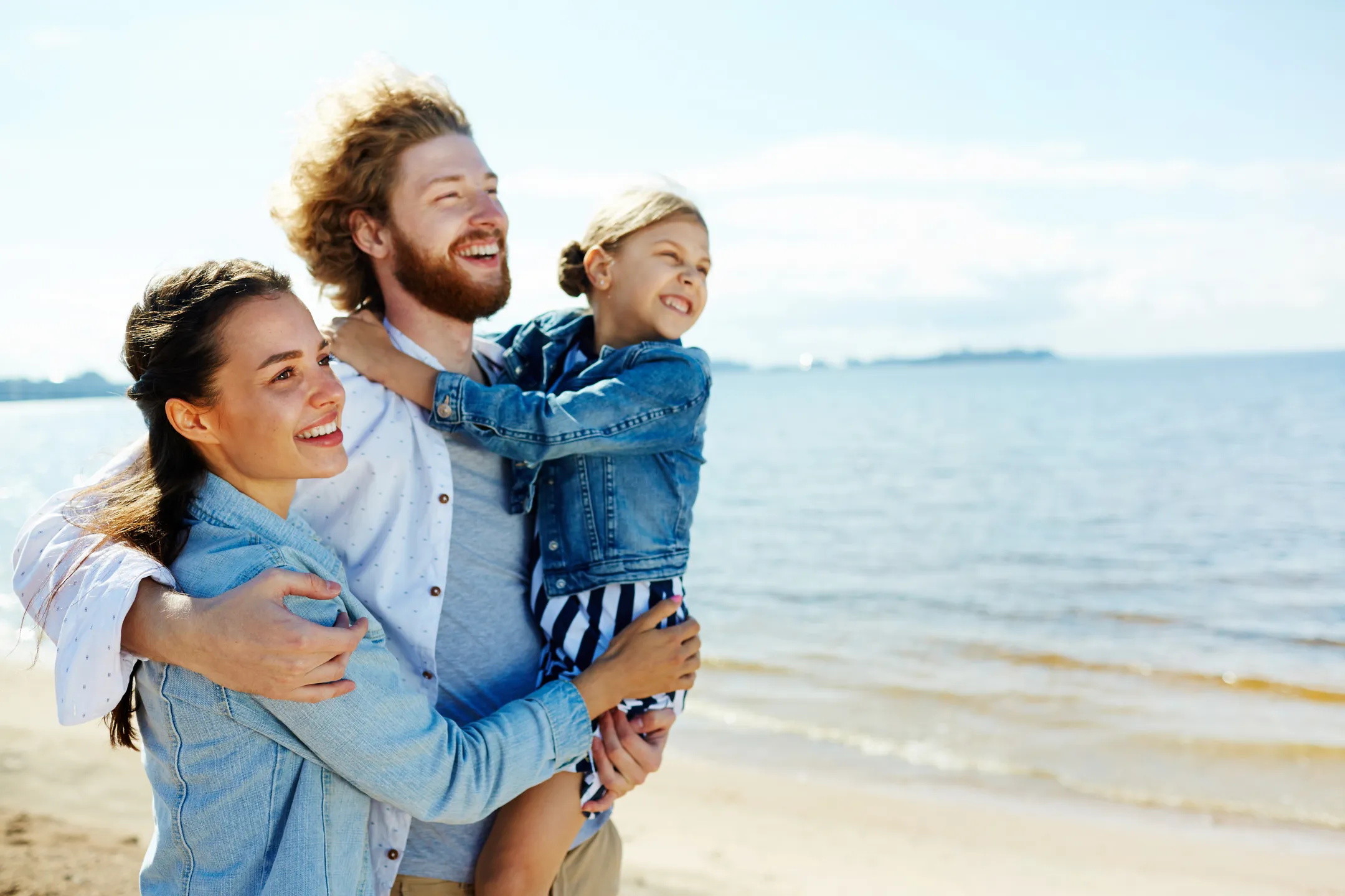 A family on a beach in Astor Florida