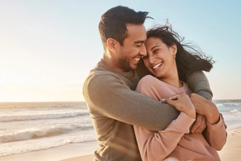 A happy couple on the beach in Florida