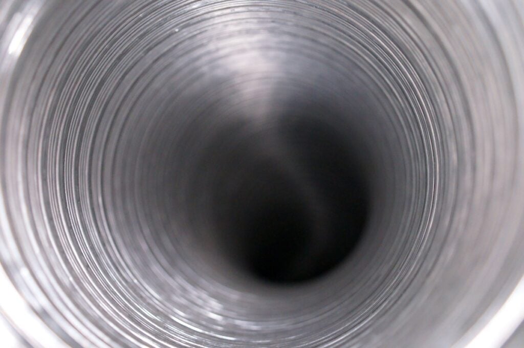 aluminum duct silver Peek inside