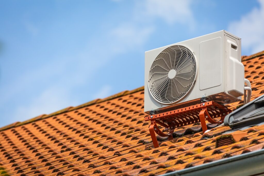 heat pump on tile roofs