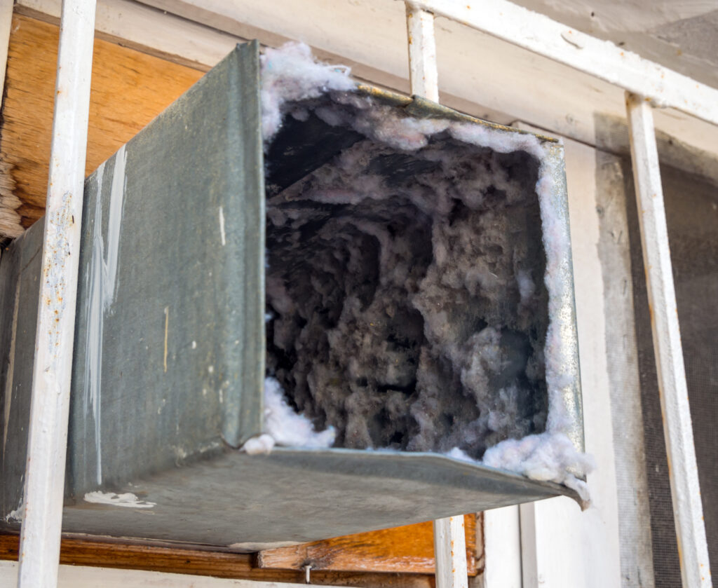 how to clean air ducts Old air duct filled with dust and dirt