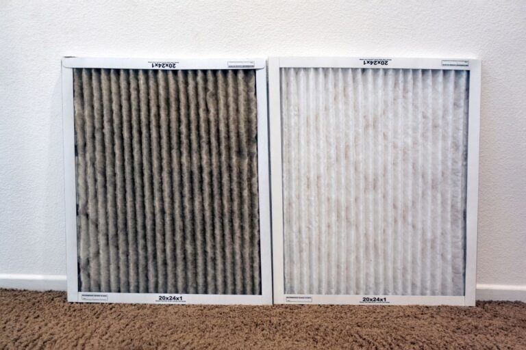 dirty air filter symptoms clean vs old against wall