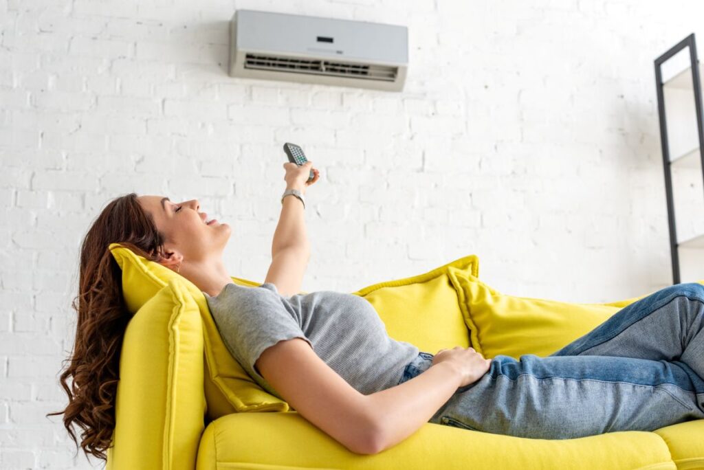 whole house air purification systems woman enjoying air conditioner